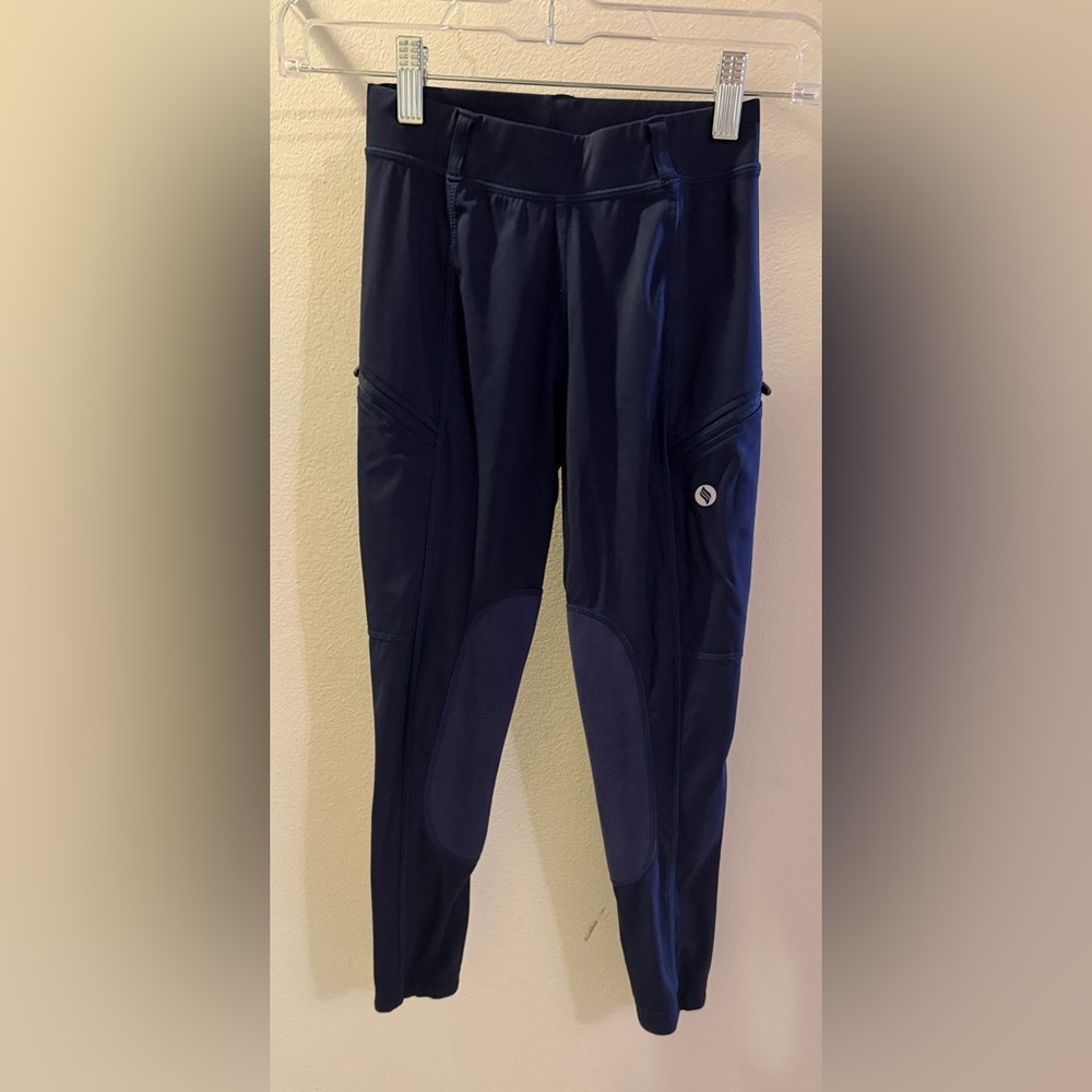Sanity Kids Navy Riding Tights | Youth Small | Knee Patch Breeches